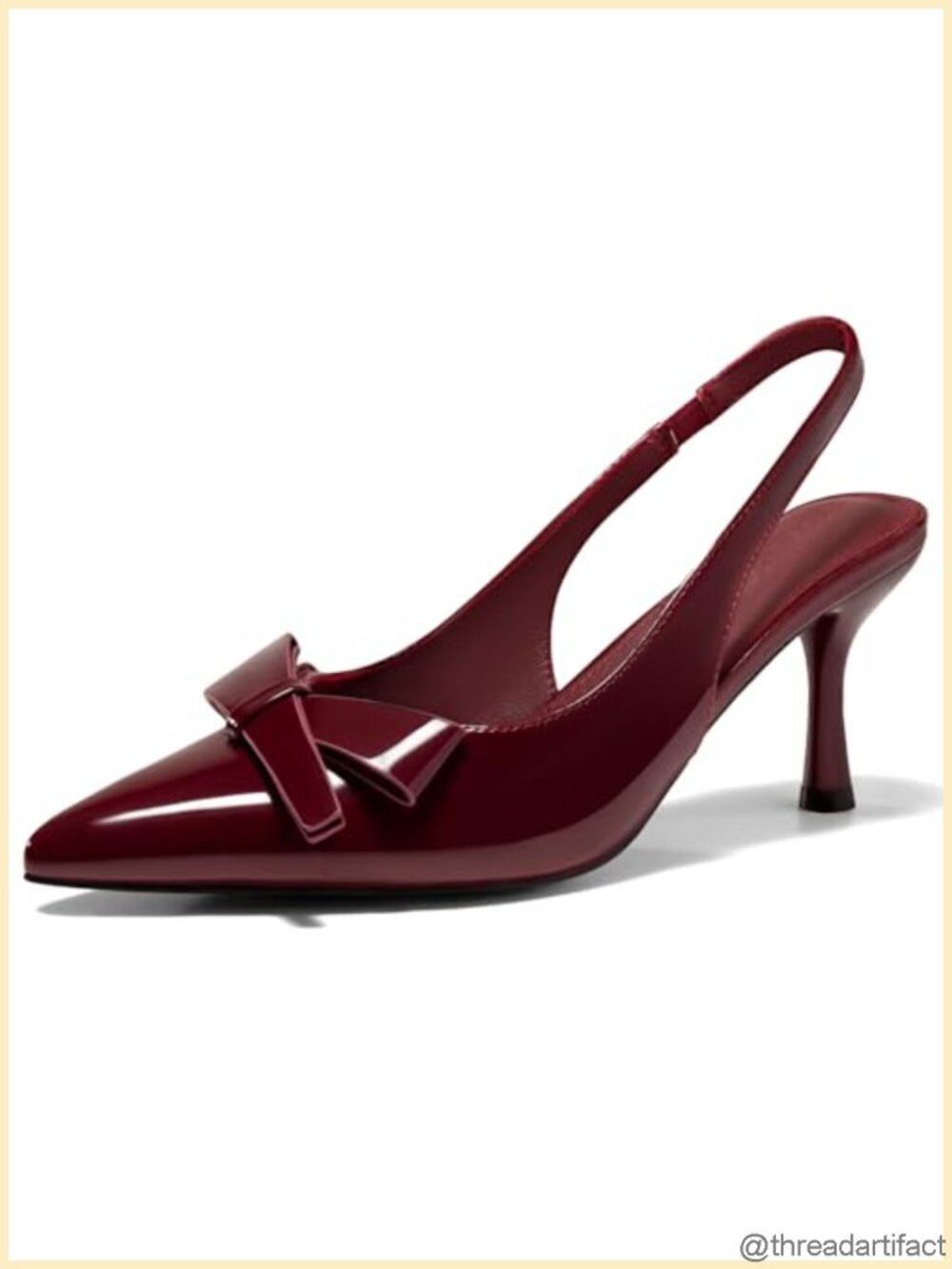 Coutgo Womens Slingback Kitten Heels Bow Pointed Toe Pumps Slip On Office Dress